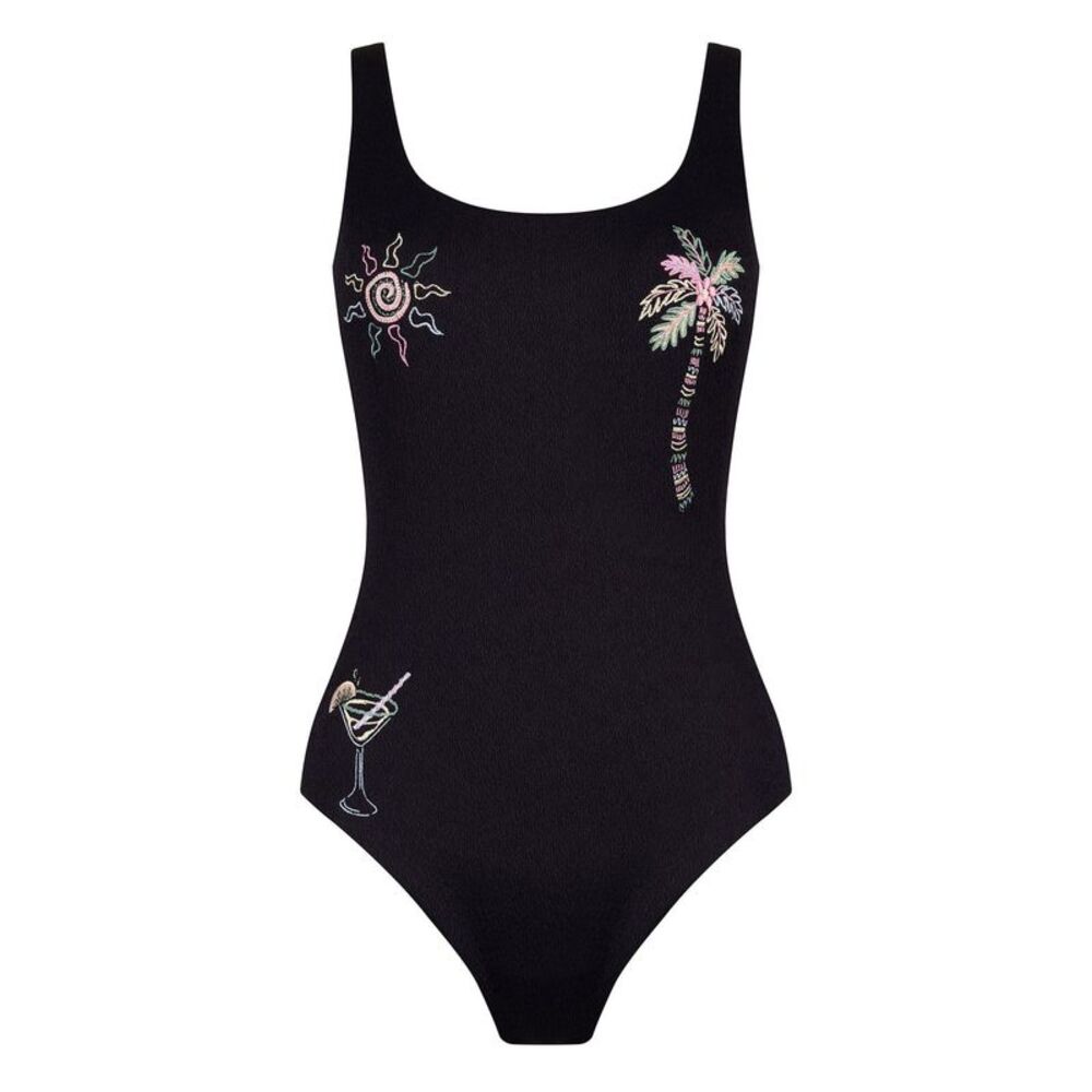 Chelsea Peers Womens/Ladies Scoop Neck One Piece Bathing Suit / Black